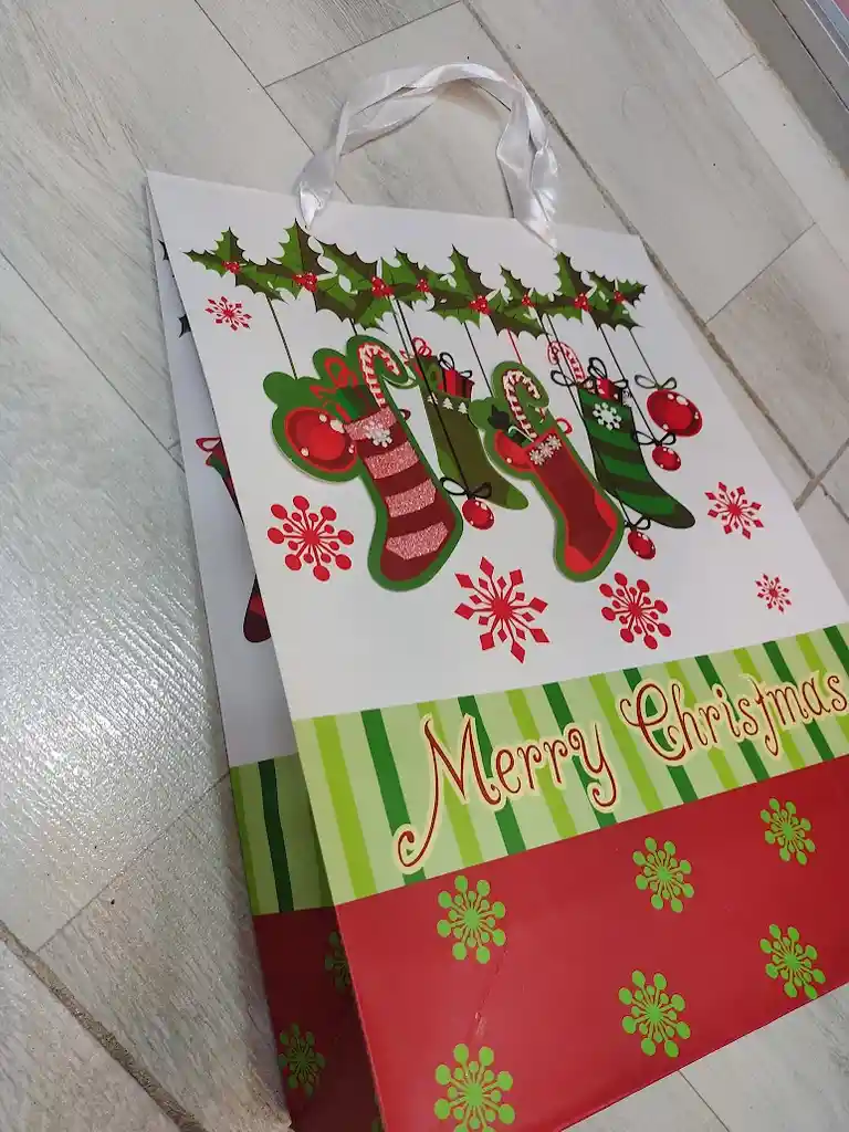 Bolsa De Regalo Navidad Botas Navideñas Grande 42 Cm X 31 Cm