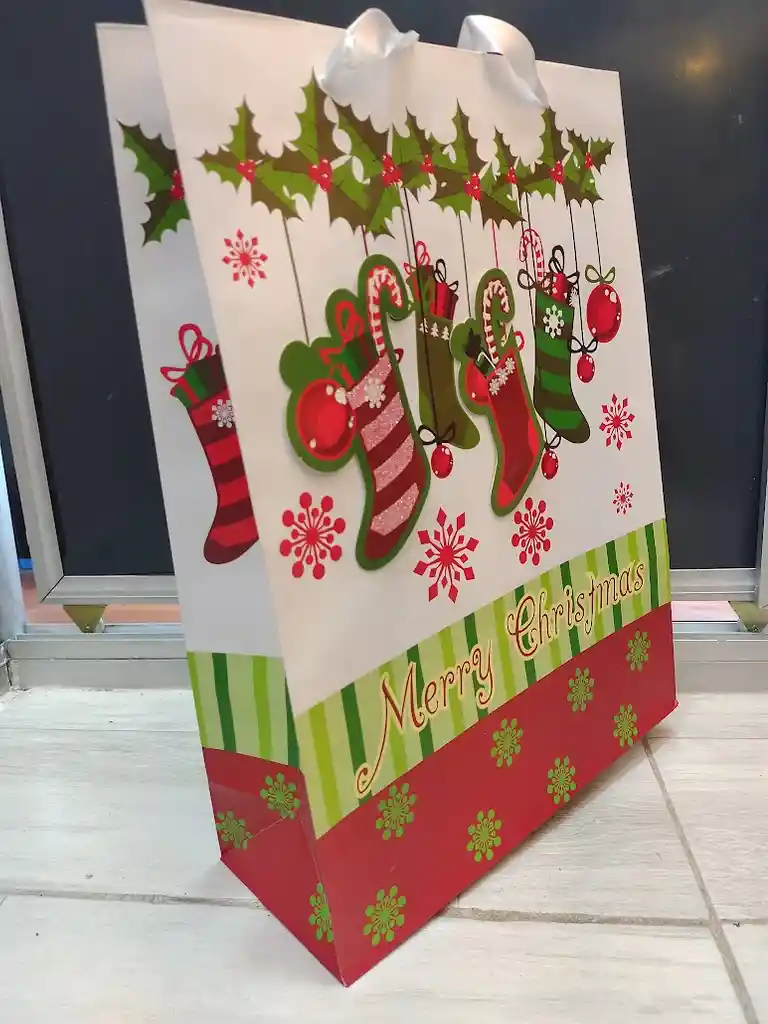 Bolsa De Regalo Navidad Botas Navideñas Grande 42 Cm X 31 Cm