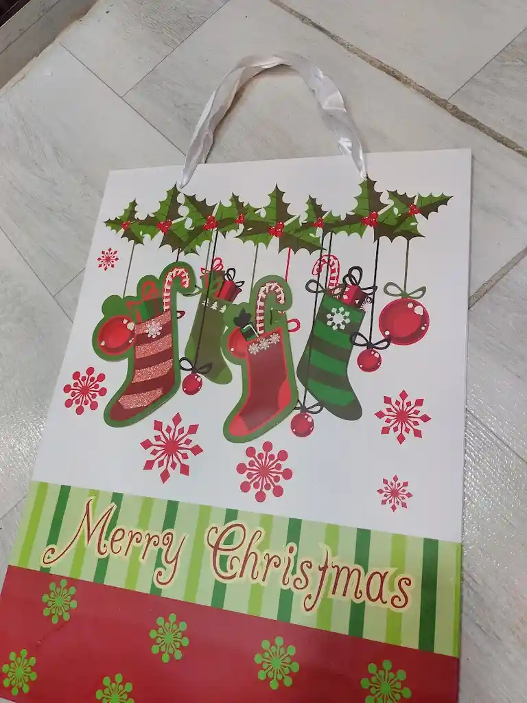 Bolsa De Regalo Navidad Botas Navideñas Grande 42 Cm X 31 Cm