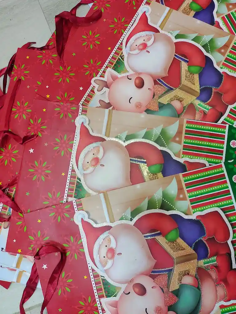 Bolsa De Regalo Navidad Papa Noel Grande 42 Cm X 31 Cm