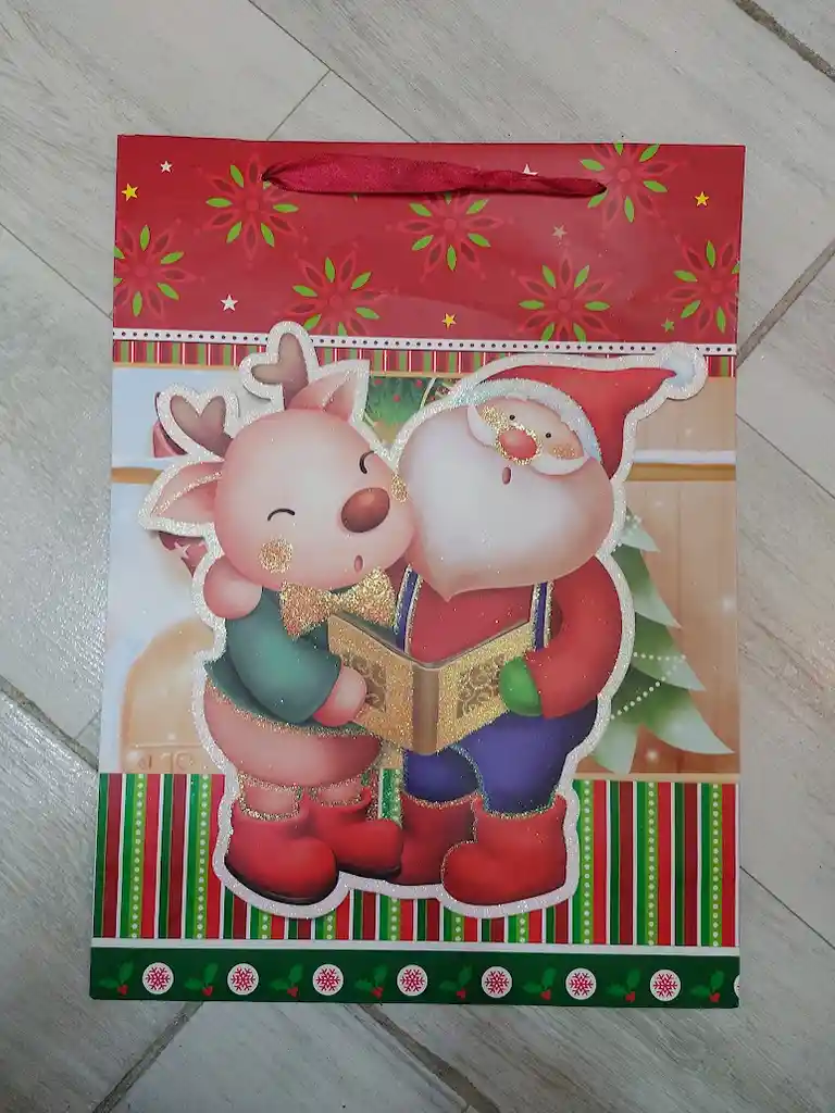 Bolsa De Regalo Navidad Papa Noel Grande 42 Cm X 31 Cm