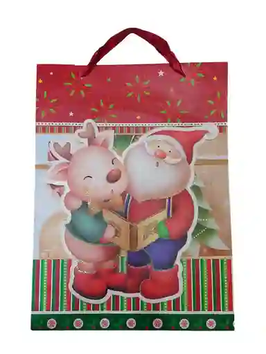 Bolsa De Regalo Navidad Papa Noel Grande 42 Cm X 31 Cm