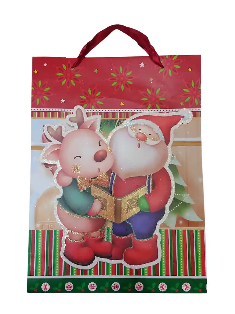 Bolsa De Regalo Navidad Papa Noel Grande 42 Cm X 31 Cm