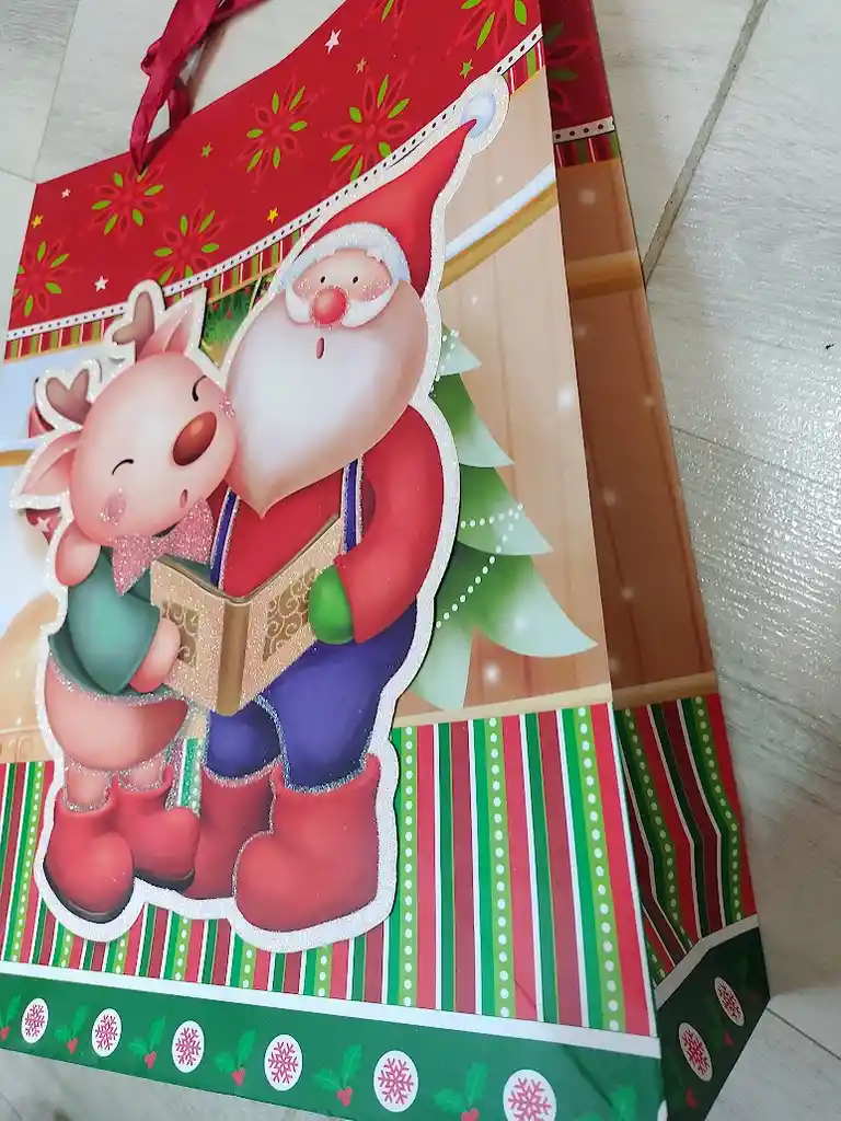Bolsa De Regalo Navidad Papa Noel Grande 42 Cm X 31 Cm