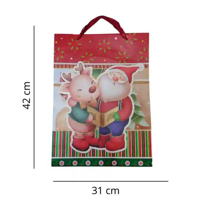 Bolsa De Regalo Navidad Papa Noel Grande 42 Cm X 31 Cm