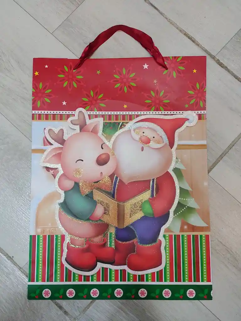 Bolsa De Regalo Navidad Papa Noel Grande 42 Cm X 31 Cm