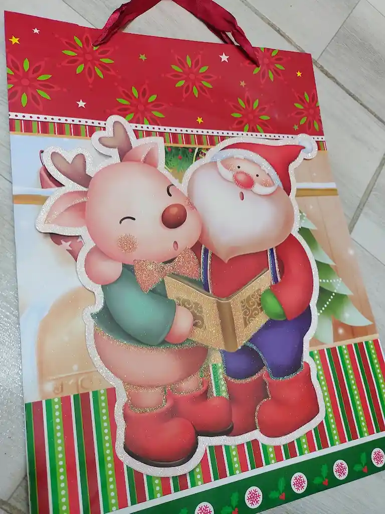 Bolsa De Regalo Navidad Papa Noel Grande 42 Cm X 31 Cm