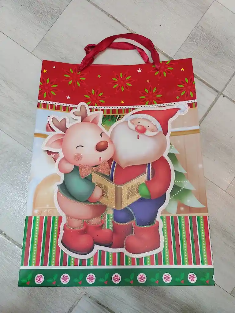 Bolsa De Regalo Navidad Papa Noel Grande 42 Cm X 31 Cm
