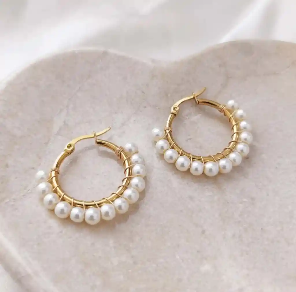 Candongas Tejidas Entre Perlas