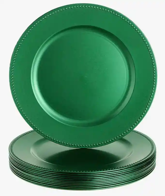 Plato Base 33 Cms Verde , Bandeja 33 Cms Verde, Platos De Carga