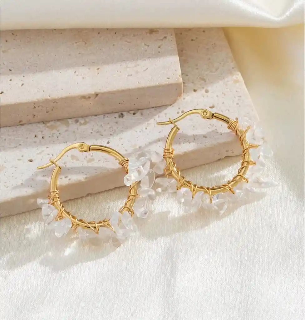 Candongas Tejidas En Piedra Natural