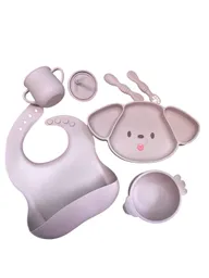Set Vajilla Para Bebé Orejas 5 Piezas Silicona Libre Bpa