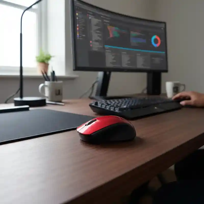 Mouse Inalámbrico Pequeño Genius Color Negro Con Rojo