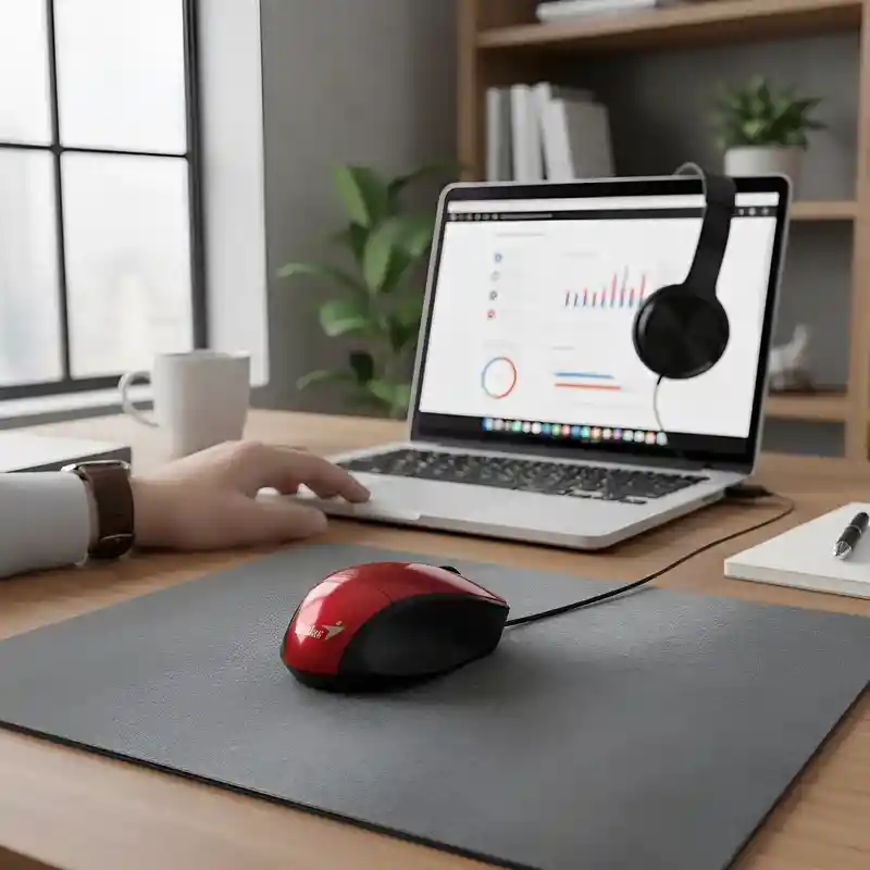 Mouse Inalámbrico Pequeño Genius Color Negro Con Rojo