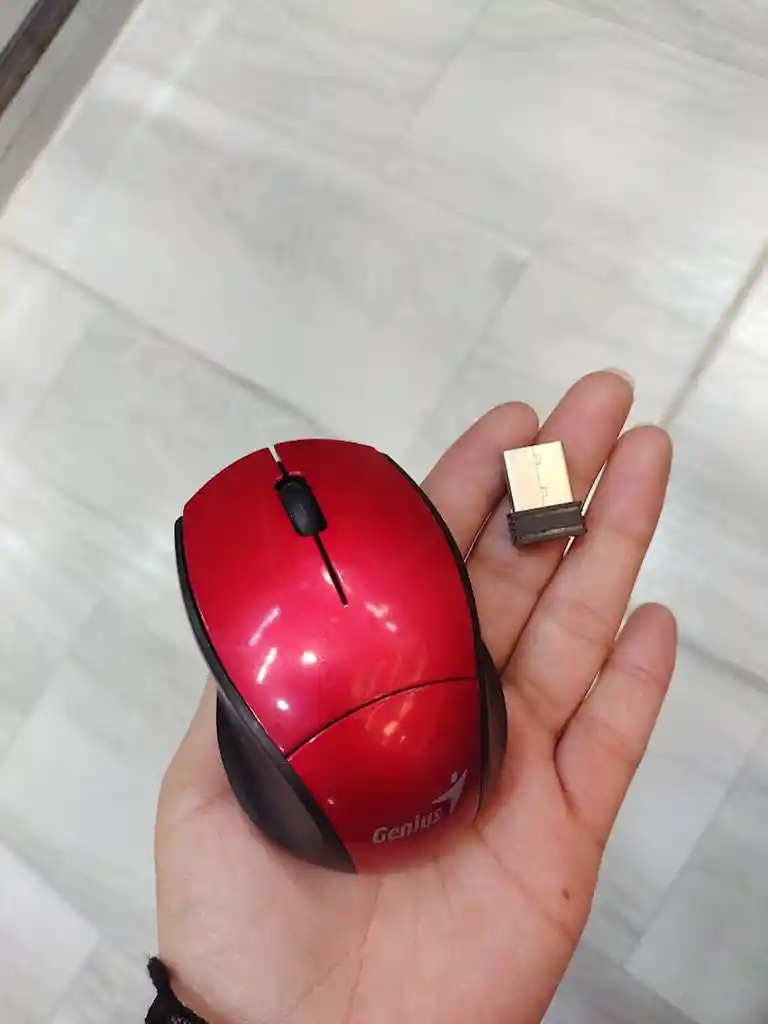 Mouse Inalámbrico Pequeño Genius Color Negro Con Rojo