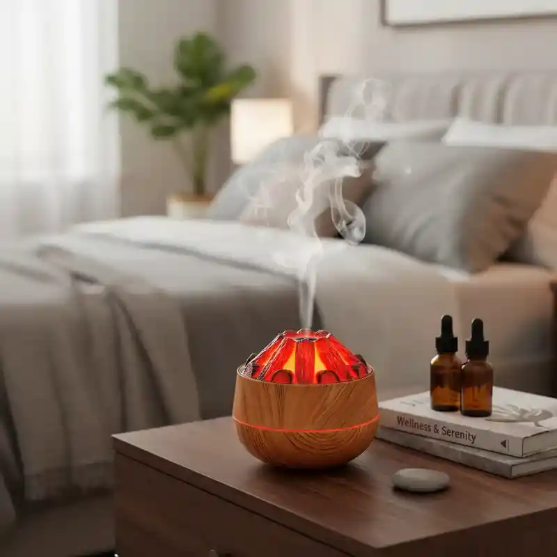 Humidificador Estilo Leña Con Luces Aromatizador