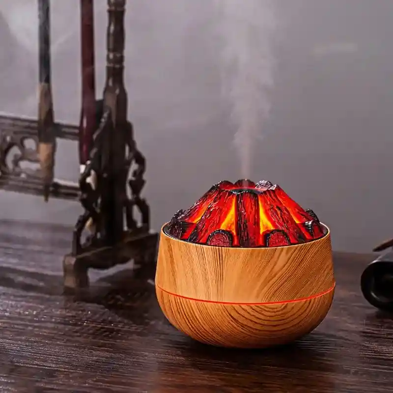 Humidificador Estilo Leña Con Luces Aromatizador