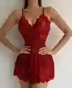 Babydoll Pijama Lencería Encaje Color Vino