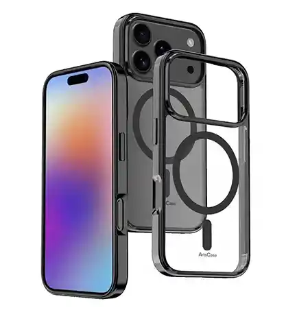 Estuche Transparente Y Negro Impac Hybrid Series Black/clear Para Iphone 17 Pro Max