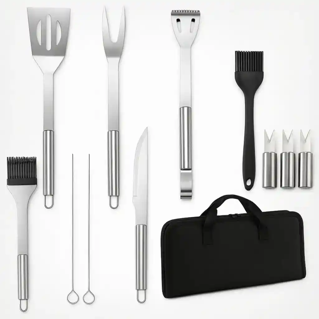 Set De Bbq De 15 Piezas Acero Inoxidable