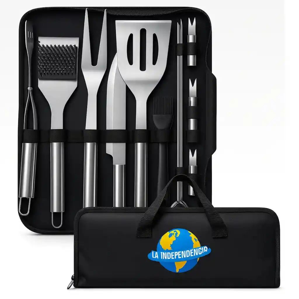 Set De Bbq De 15 Piezas Acero Inoxidable