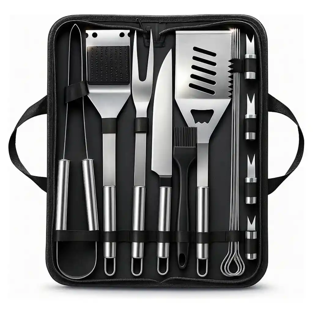Set De Bbq De 15 Piezas Acero Inoxidable