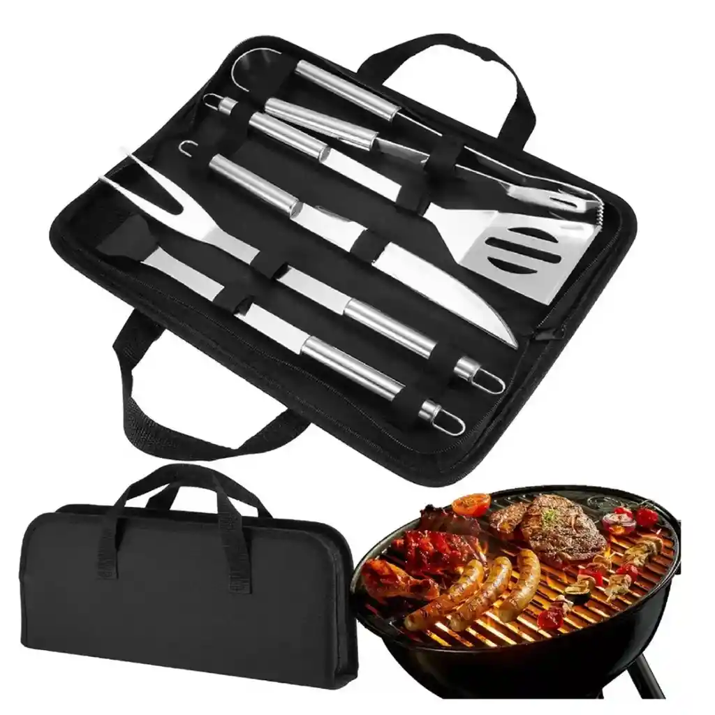 Set De Bbq De 15 Piezas Acero Inoxidable