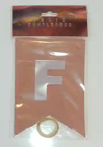 Banderín Fiesta Feliz Cumpleaños Palo De Rosa Con Letra Plateada