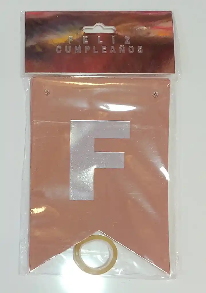 Banderín Fiesta Feliz Cumpleaños Palo De Rosa Con Letra Plateada