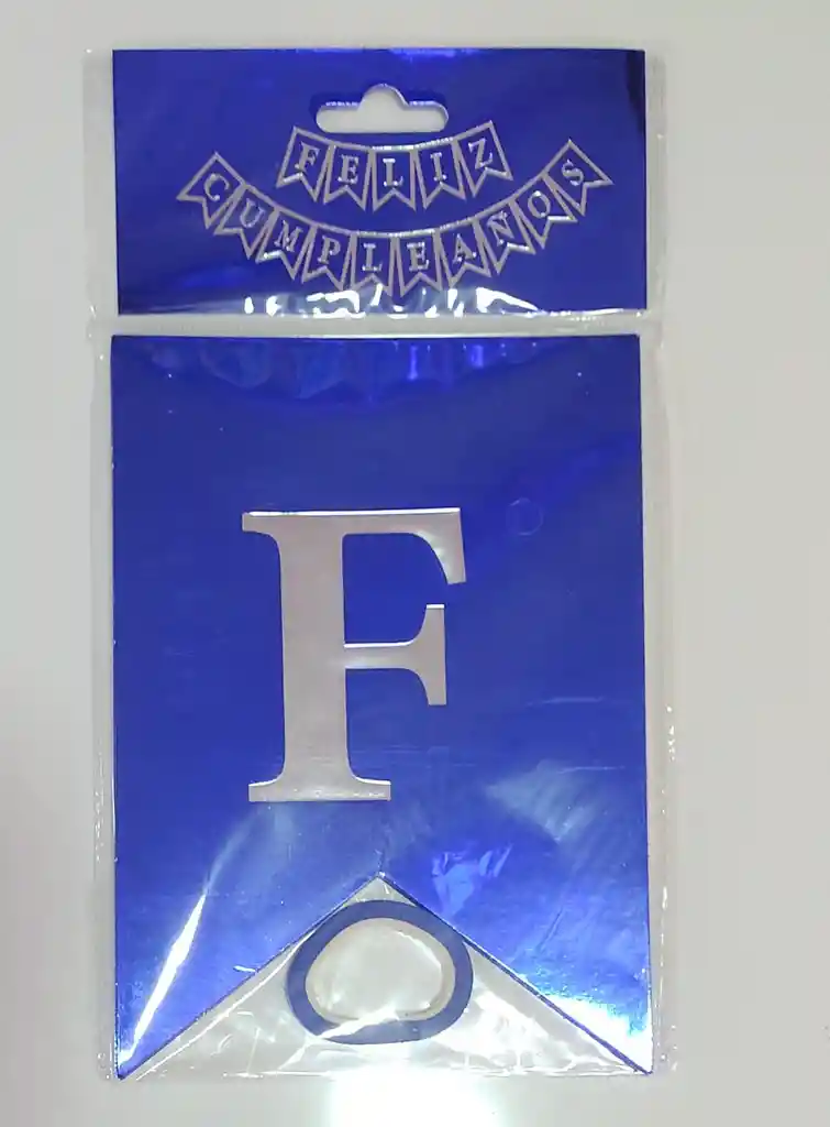 Banderín Fiesta Feliz Cumpleaños Azul Con Letra Plateada