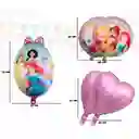 Globos Metalizados Princesas Disney X5 Unidades