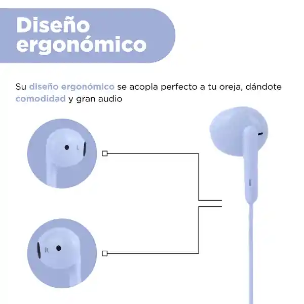 Audífonos Con Cable Azul Modelo W001031 Miniso