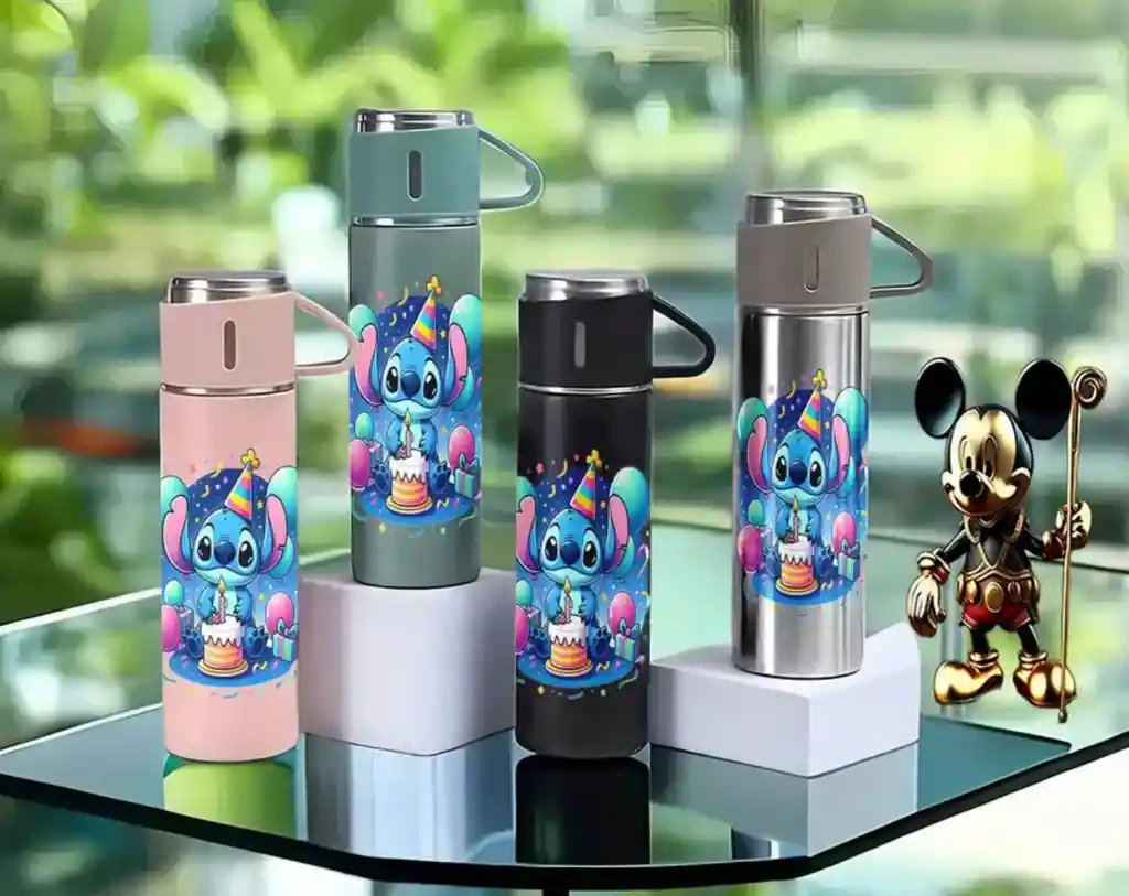 Termo Stitch 500ml + 3 Tazas+caja - Rappi