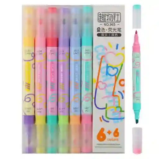 Resaltadores Doble Punta X6 Color Lanying