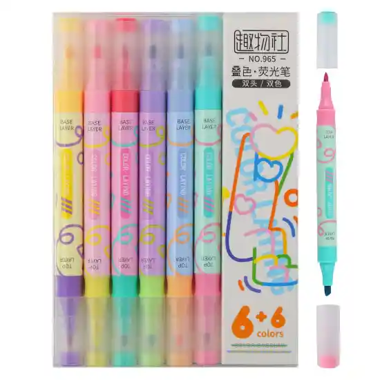 Resaltadores Doble Punta X6 Color Lanying