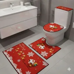Set X4 Tapetes Para Baño Navideño