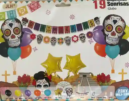 Kit Fiesta Cumpleaños Globos Metalizados Mexicano Sin Inflar