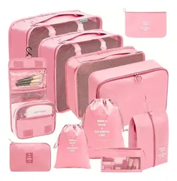 Bolsas Organizadoras Para Viaje X11 Piezas Rosadas