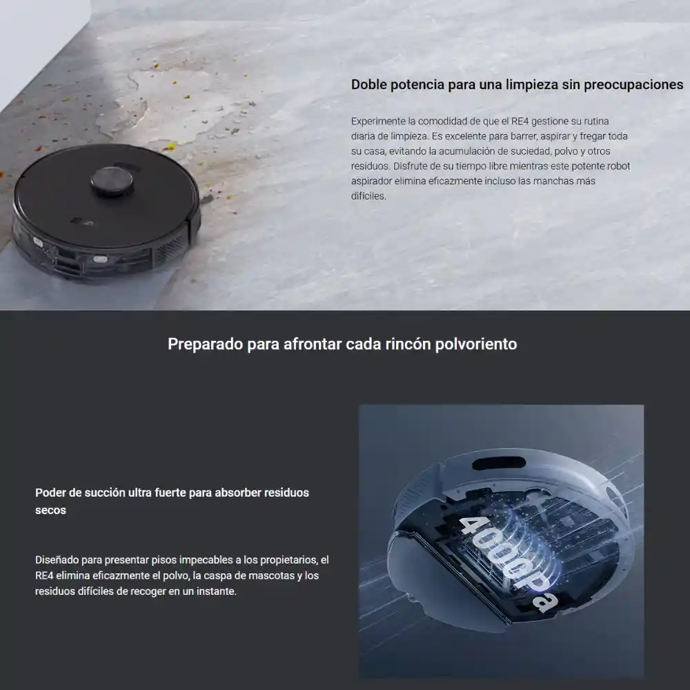 Aspiradora Robot Y Trapeador 2 En 1 Inteligente, Ezviz Re4