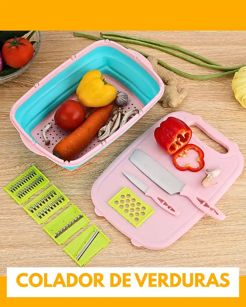 Tabla De Cocina Plegable 7 En 1 Con Colador Y Escurridor Integrado – Multifuncional Y Compacta