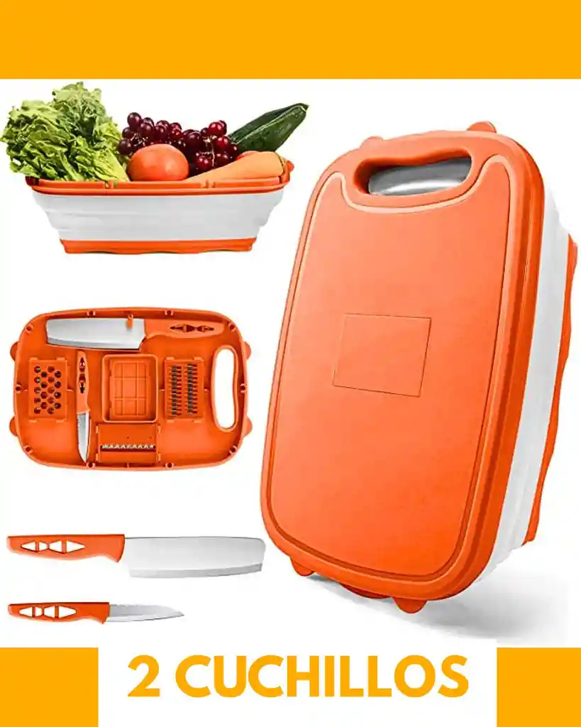 Tabla De Cocina Plegable 7 En 1 Con Colador Y Escurridor Integrado – Multifuncional Y Compacta