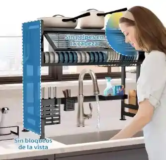 Organizador Y Escurridor De Platos Loza Con Tapa Premium