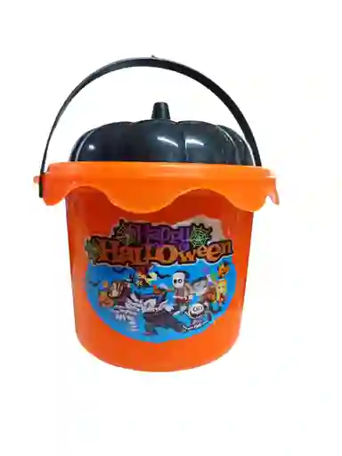 Calabaza De Plastico Con Tapa Para Dulces Halloween