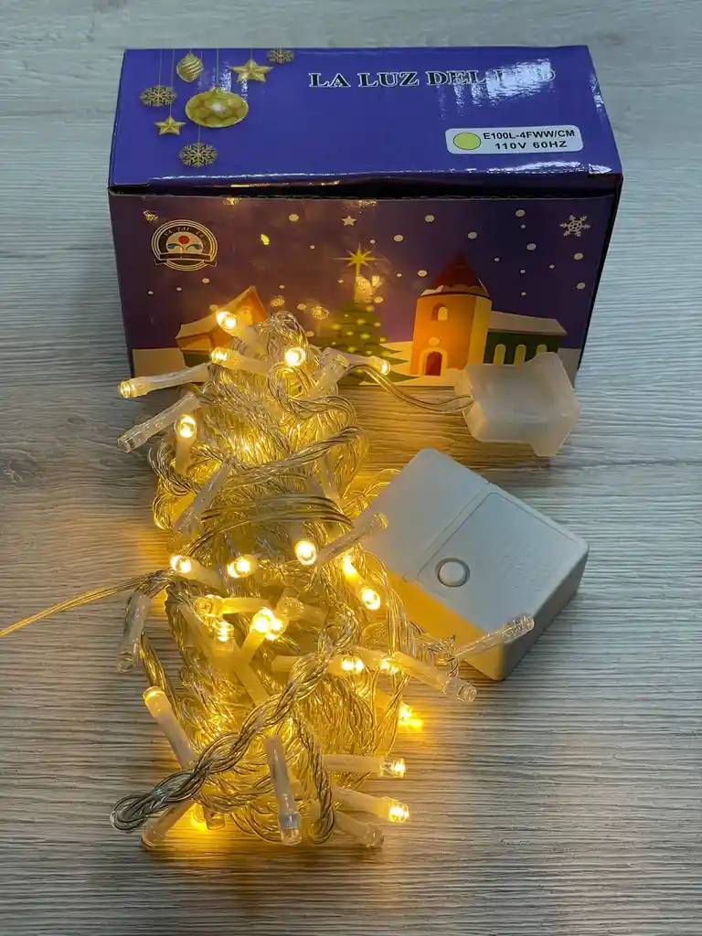 Luces De Navidad X 100 Bombillos Cable Blanco Luz Calida Con Continuacion 7 Metros Aproximadamente Luces Navideñas Luces Para Navidad Luces De Navidad Luz De Navidad Decoracion Navideña