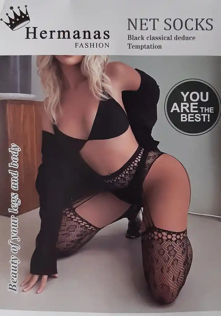 Medias Liguero De Malla. Negro. Hermanas Fashion