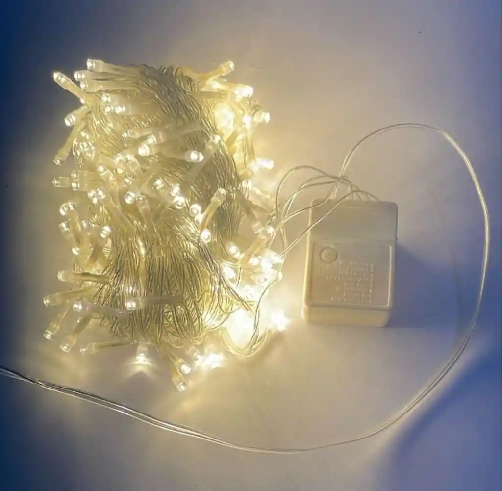 Luces De Navidad X 200 Bombillos Cable Blanco Luz Calida 14 Metros Aproximadamente Luces Navideñas
