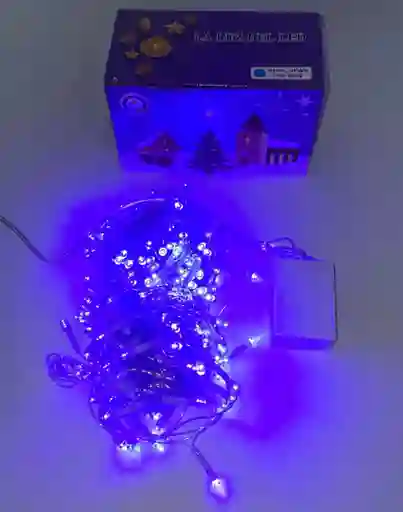 Luces De Navidad X 200 Bombillos Cable Blanco Luz Azul 14 Metros Aproximadamente Luces Navideñas