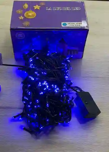 Luces De Navidad X 300 Bombillos Cable Verde Luz Azul 21 Metros Aproximadamente Luces Navideñas