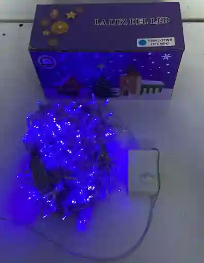 Luces De Navidad X 500 Bombillos Cable Blanco Luz Azul 35 Metros Aproximadamente Luces Navideñas