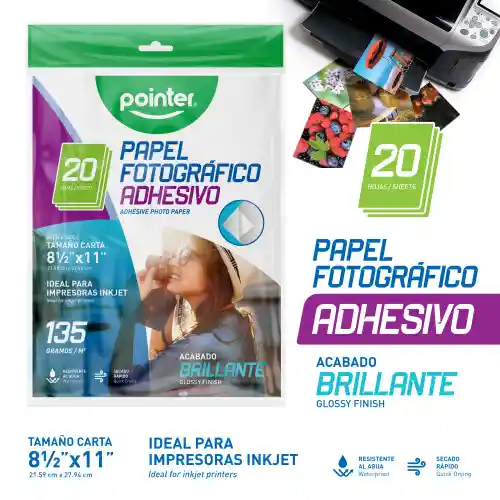 Papel Fotográfico Adhesivo Carta 135gr Pointer X20h
